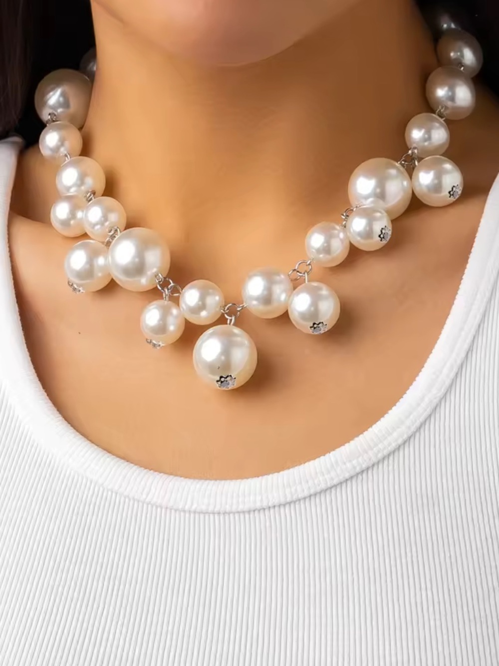 Pearl Cluster Statement Necklace - Women Jewelry
